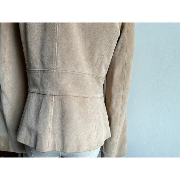 Vintage Y2K Suede Jacket | Wine Floral Embroidery | Khaki Leather | Size L - Picture 7 of 11
